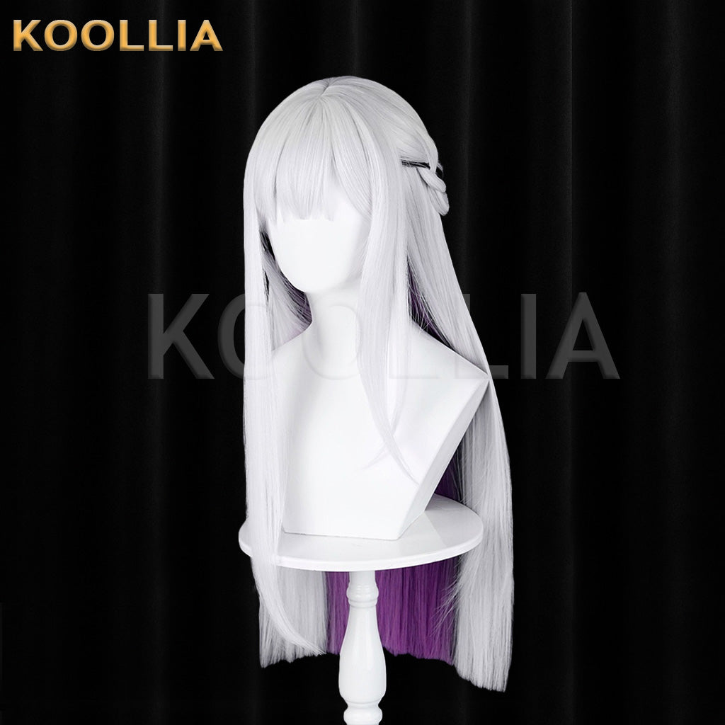 Honkai Star Rail Xu Zhao White Purple Black Highlights Straight Basic Wig