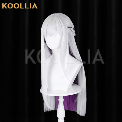 Honkai Star Rail Xu Zhao White Purple Black Highlights Straight Basic Wig