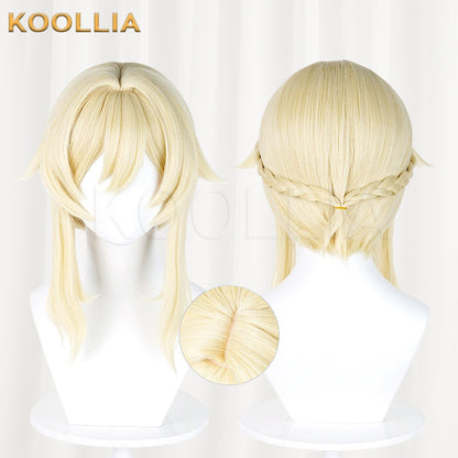 Genshin Impact Traveler Aether Lumine Light Golden Layered Basic Wig