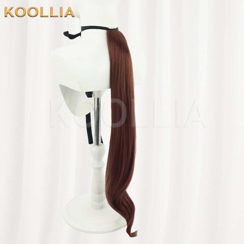 Uma Musume Nakayama Festa Deep Brown Low Ponytail Long Basic Wig