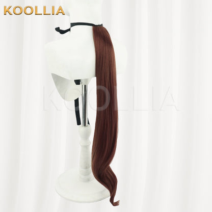 Uma Musume Nakayama Festa Deep Brown Low Ponytail Long Basic Wig
