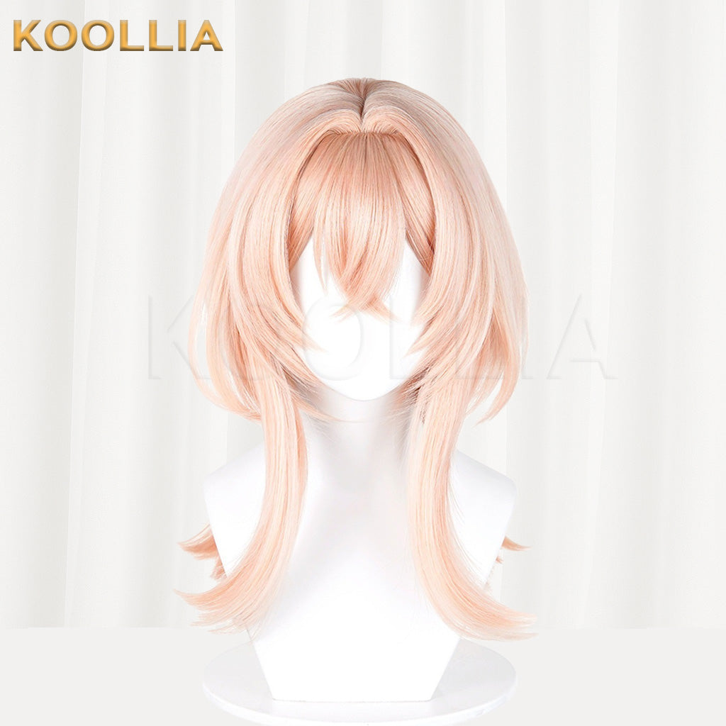 Genshin Impact Linnea Light Pink Layered Medium Length Basic Wig