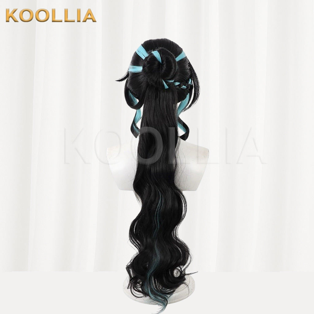 Honkai Star Rail Ruan Mei Black Mint Gradient Half-Up Basic Wig
