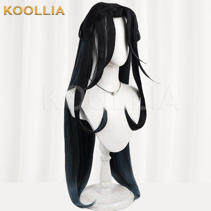 Touken Ranbu Shichiseiken Black with Blue Gradient Medium Long Basic Wig