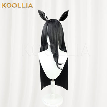 Multi-angle display of Uma Musume Pretty Derby Manhattan Cafe 100cm extra long black basic wig