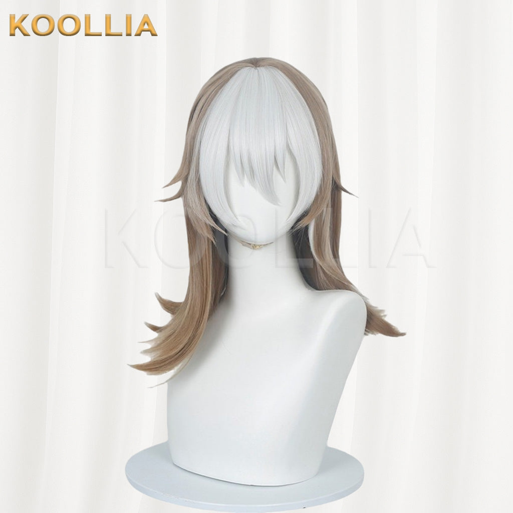 Identity V Luca Balsa White Brown Color Block Wavy Medium Long Basic Wig