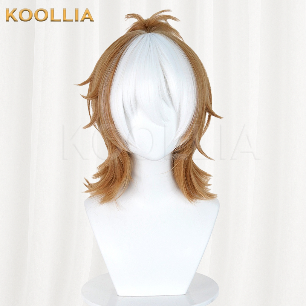 Identity V Prisoner White And Warm Brown Split Color Basic Wig