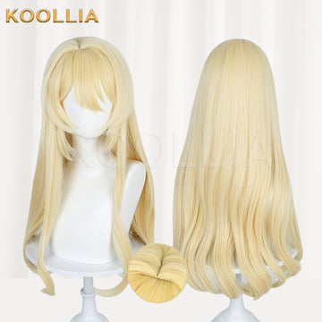 Multi-angle display of Aikatsu! Hoshimiya Ichigo golden blonde long wavy basic wig