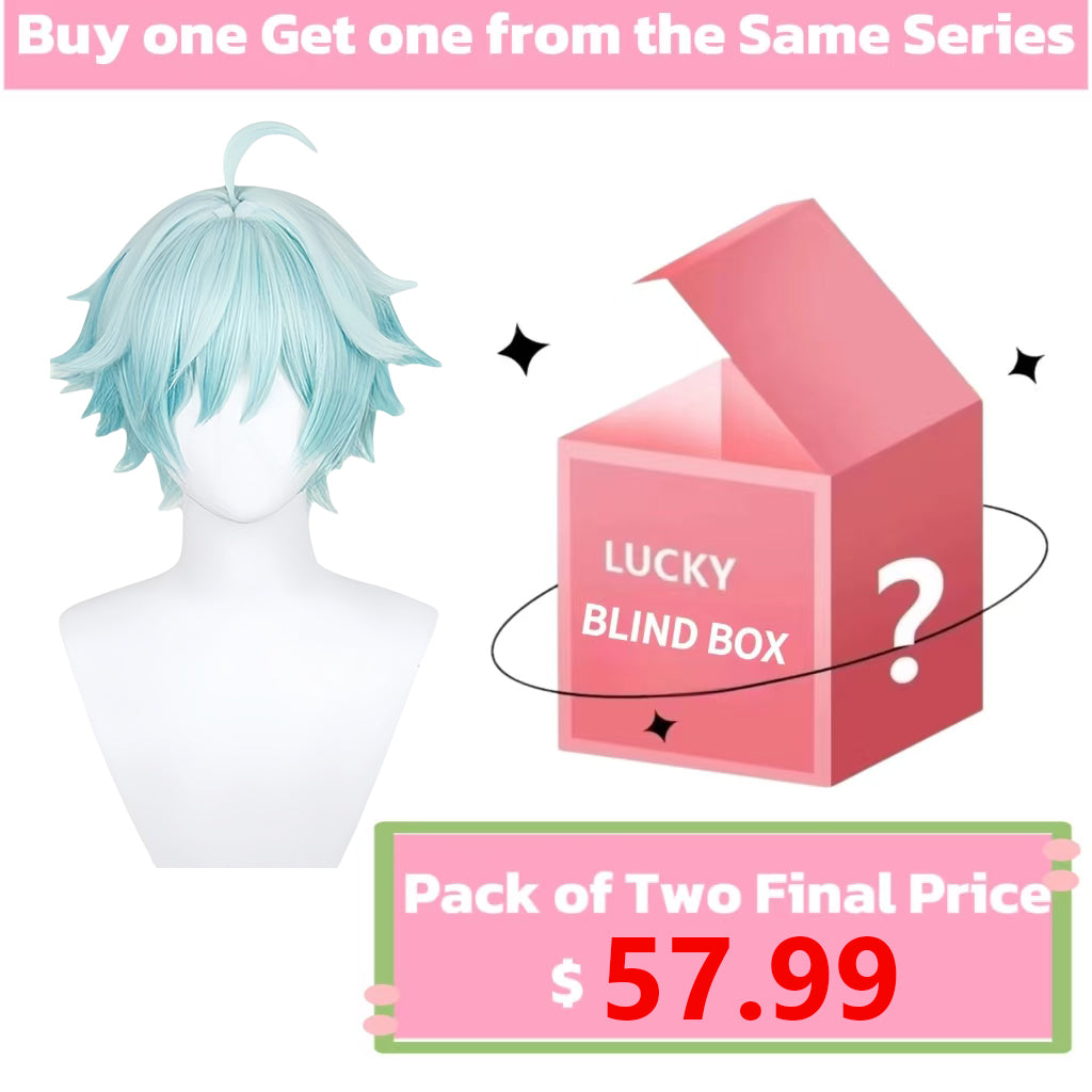 Genshin Impact Chongyun Short Blue Hair Basic Wig