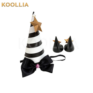 Path to Nowhere Nacchi black white striped pointed hat headwear accessory set on plain background