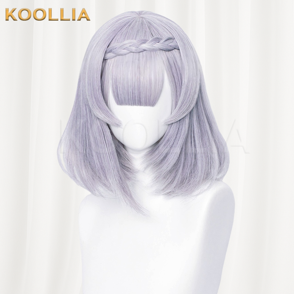 Genshin Impact Noelle Light Gray Purple Bob Basic Wig