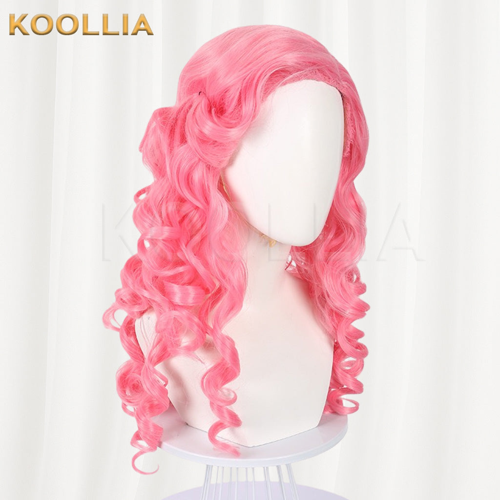 Descendants 4 Queen of Hearts Pure Bright Pink Thick Curly Basic Wig