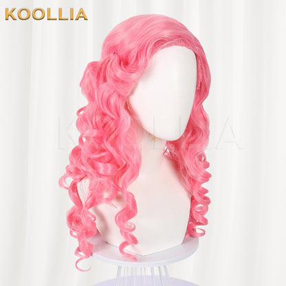 Descendants 4 Queen of Hearts Pure Bright Pink Thick Curly Basic Wig