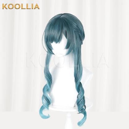 Arknights Endfield Siqi Cyan-Blue Gradient Long Wavy Basic Wig