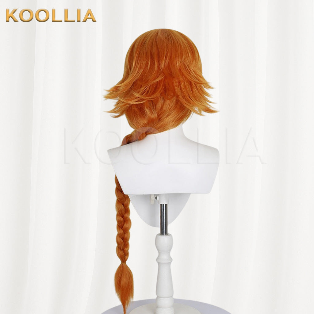 Reverse: 1999 Sonetto Tin Heart Warm Orange Brown Braid Basic Wig