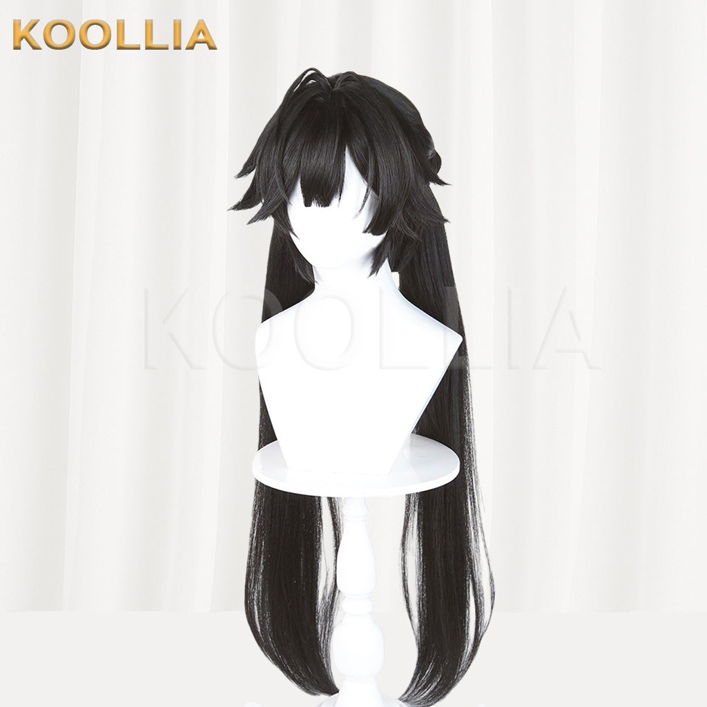 Arknights Endfield Chen Qianyu Pure Black Layered Twin Ponytail Basic Wig