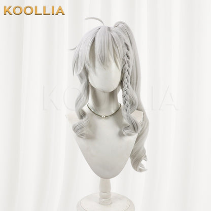 9-nine- Niimi Sora Silver White Detachable High Ponytail with Braid Basic Wig