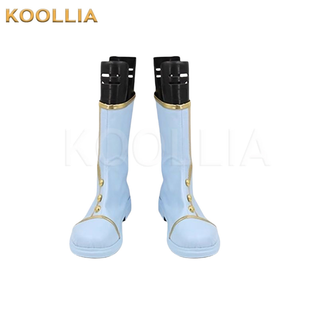 Pretty Derby Venus Park Light Blue Gold Trim Mid Calf Cosplay Shoes