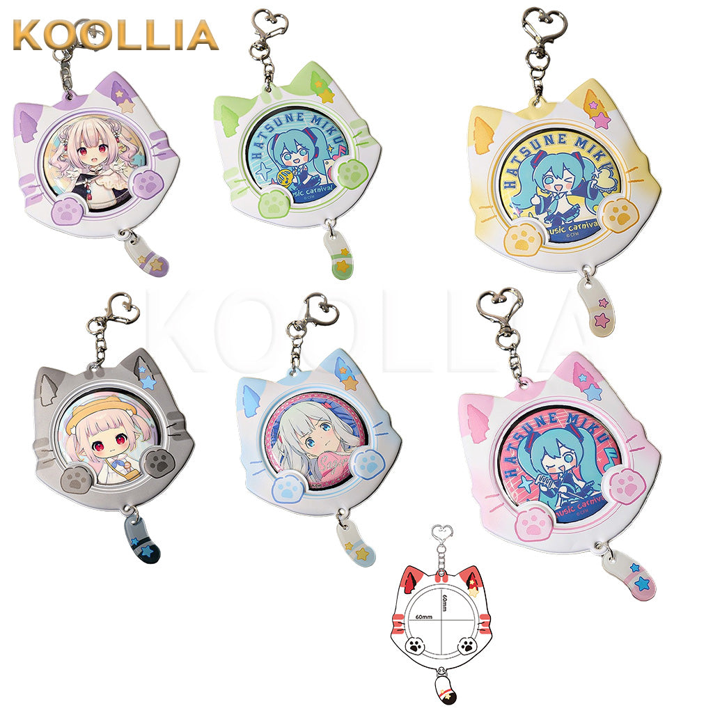 Cute Cat Ear 58mm Anime Badge Holder Keychain PVC Ita Bag Charm
