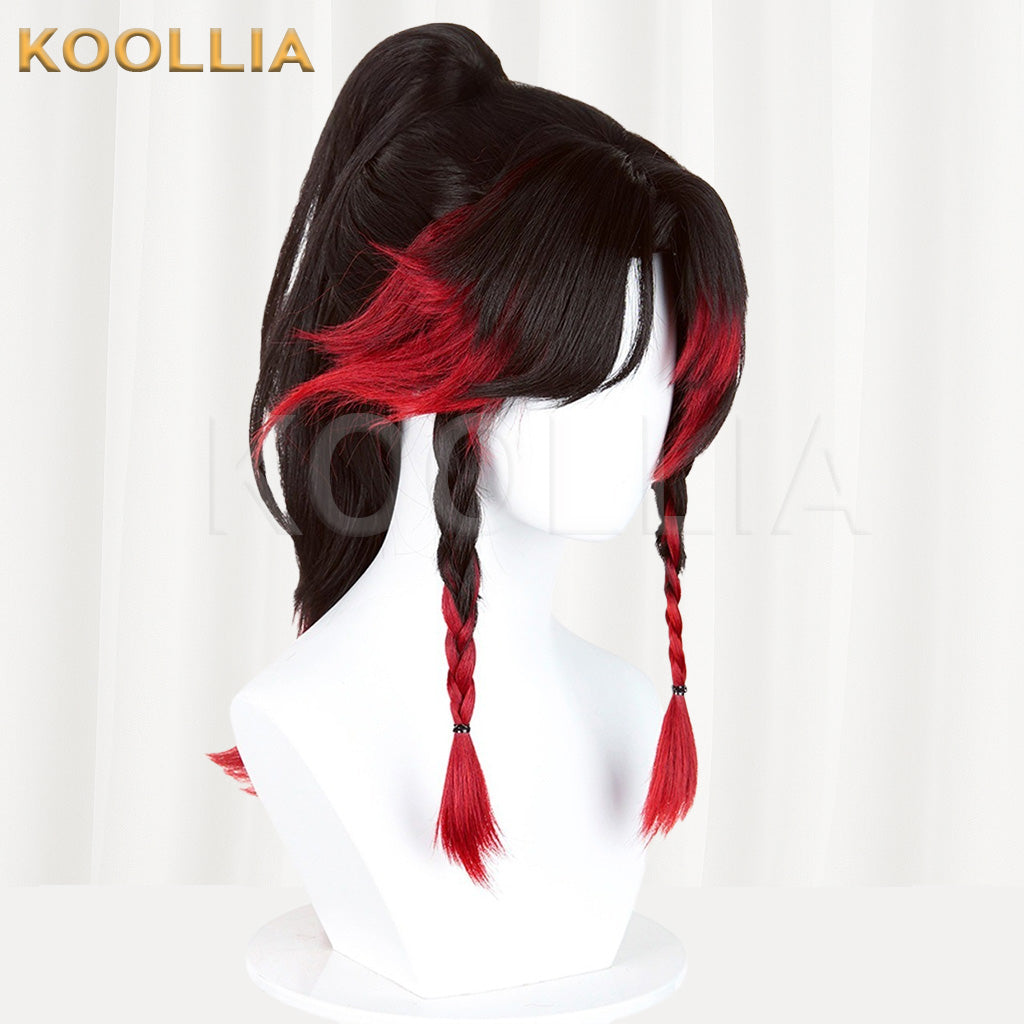 Honor of Kings Yun Ying Black Red Gradient Half-tied High Ponytail Basic Wig