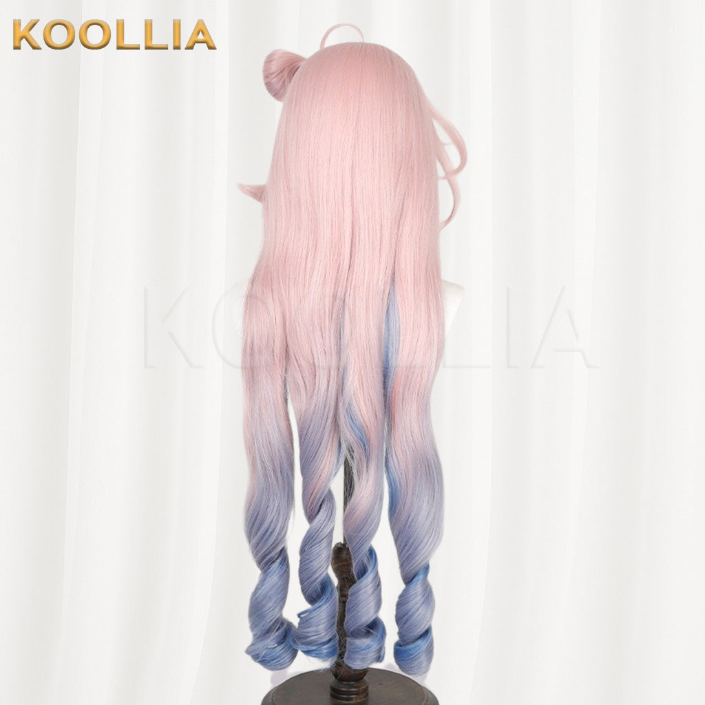 Wuthering Waves Dania Pink Blue Gradient Long Curly Basic Wig