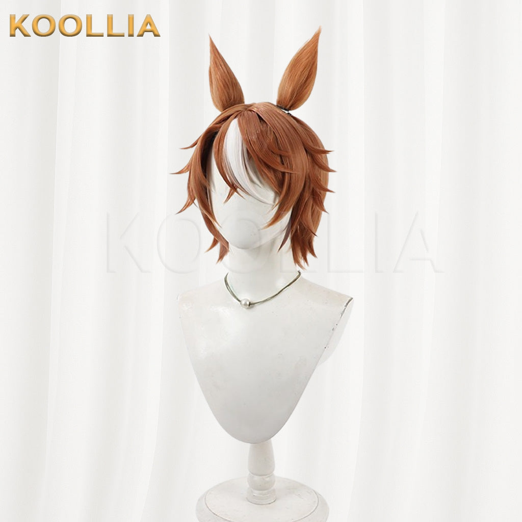 Uma Musume Pretty Derby Dictus Striker Brown White Short Hair with Ears Basic Wig