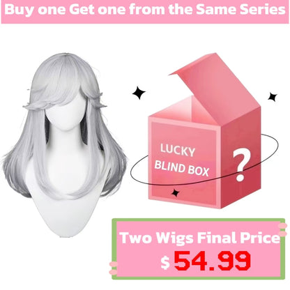 Peruca básica de cabelo longo branco Cyno Genshin Impact