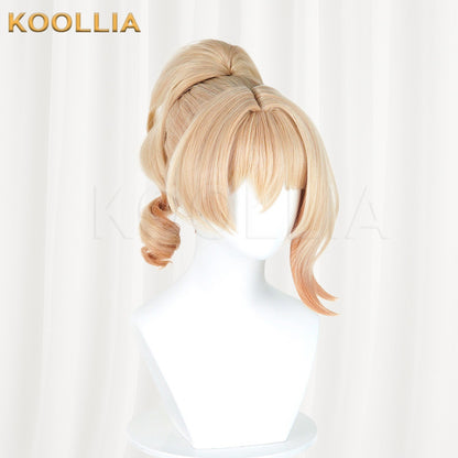 Genshin Impact Yoimiya Light Gold Gradient Curly High Ponytail Basic Wig