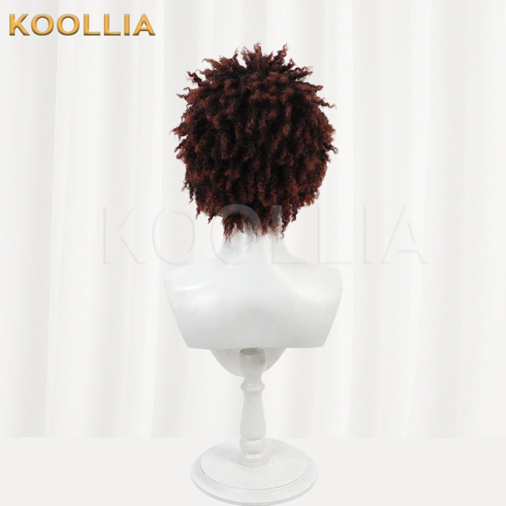 League of Legends & Arcane K'Sante Dark Brown Red Twisted Braid Afro Basic Wig