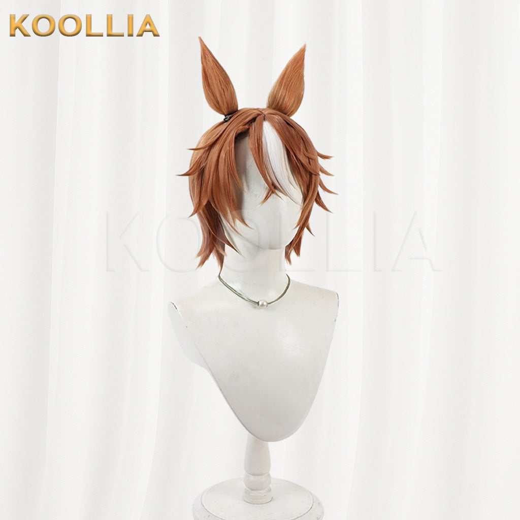 Uma Musume Pretty Derby Dictus Striker Brown White Short Hair with Ears Basic Wig
