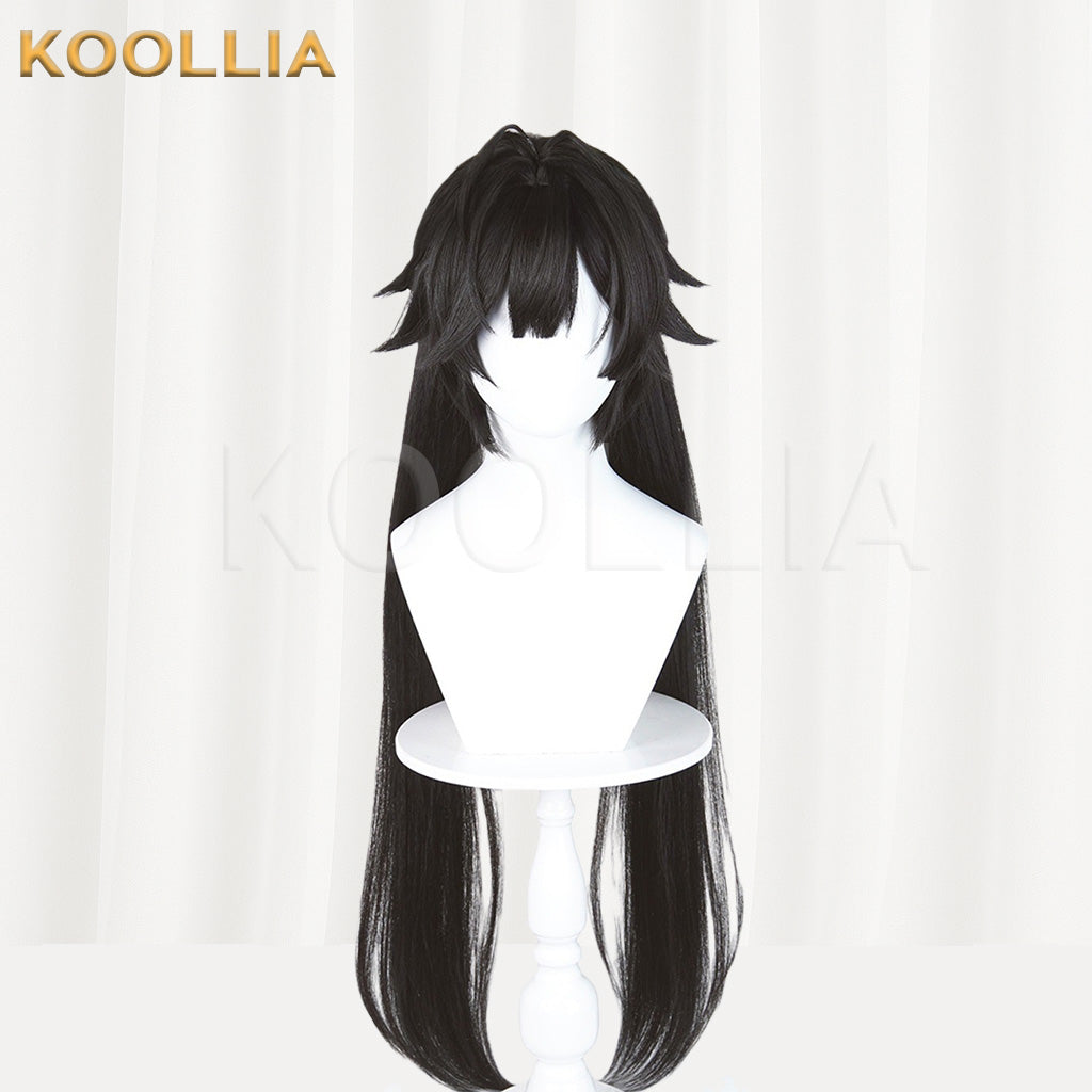 Arknights Endfield Chen Qianyu Pure Black Layered Twin Ponytail Basic Wig