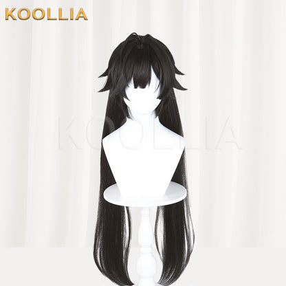 Arknights Endfield Chen Qianyu Pure Black Layered Twin Ponytail Basic Wig