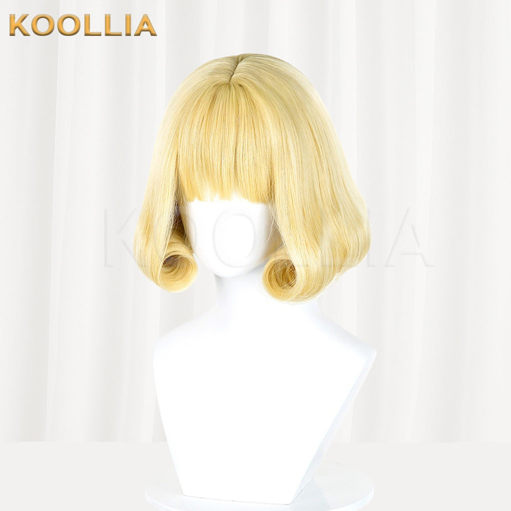 Jujutsu Kaisen Kurusu Hana Light Golden Short Curled Bobo Basic Wig
