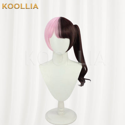 VSPO! Tachibana Hinano Pink Black Long Curly Double Ponytails Basic Wig