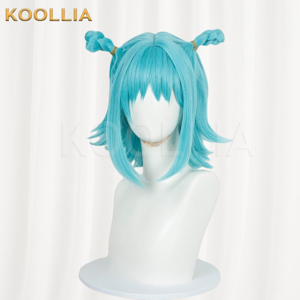 Jujutsu Kaisen Kashimo Hajime Cyan Blue Braided Bun Spiky Short Basic Wig