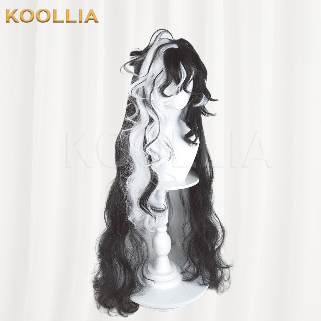 Arknights Chongyue Black White Highlight Extra Long Wavy Basic Wig
