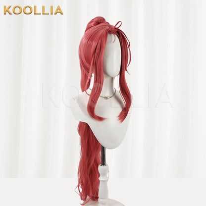Blue Archive Hanaoka Yuzu Red Long Ponytail Basic Wig