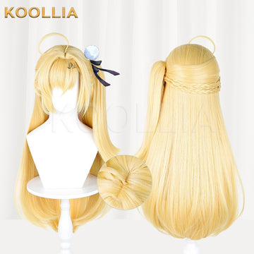Multi-angle display of Zenless Zone Zero Cissia / Cici Fu light blonde clip-on ponytail basic wig