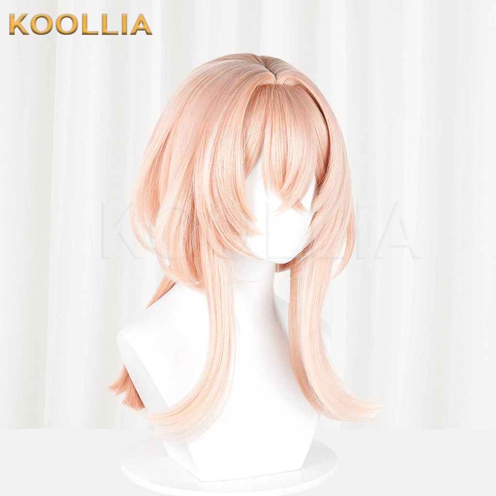 Genshin Impact Linnea Light Pink Layered Medium Length Basic Wig