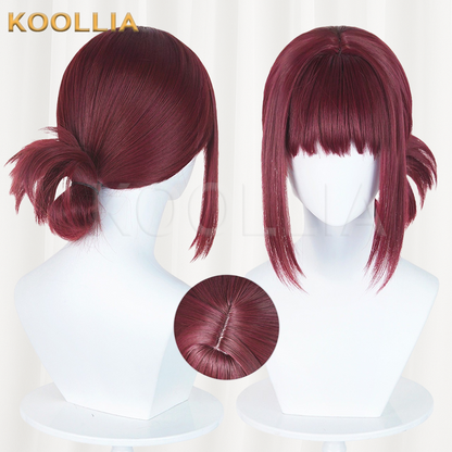 Smoking Behind the Supermarket with You Tayama Solid Wine Red Basic Wig