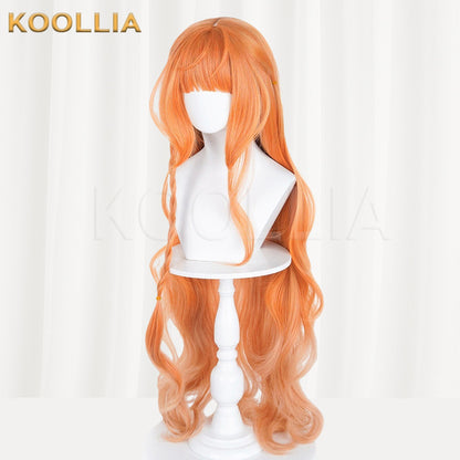 Spring Summer Autumn Winter Walker Daisy Orange Long Curly Basic Wig
