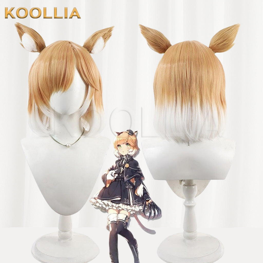 Arknights Mousse Light Golden White Ombre Short Bob Basic Wig