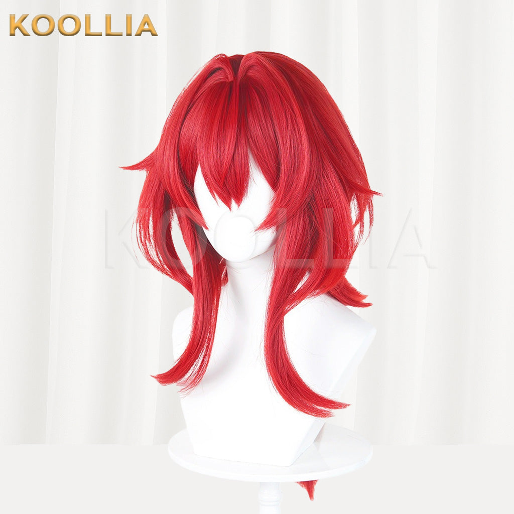 Arknights Endfield Levinthine Bright Red Layered Ponytail Basic Wig