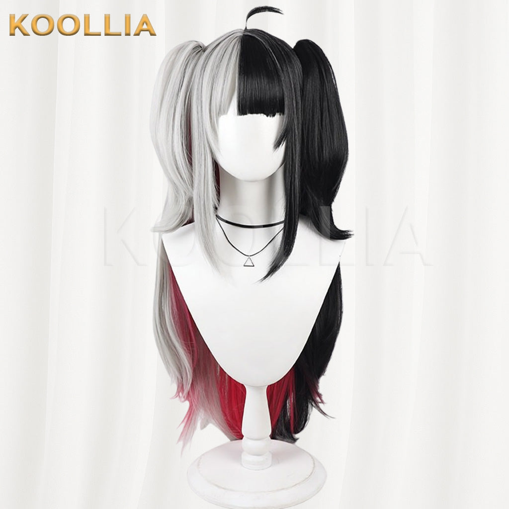 Vtuber Yami Reina Black‑White Split Gradient Basic Wig