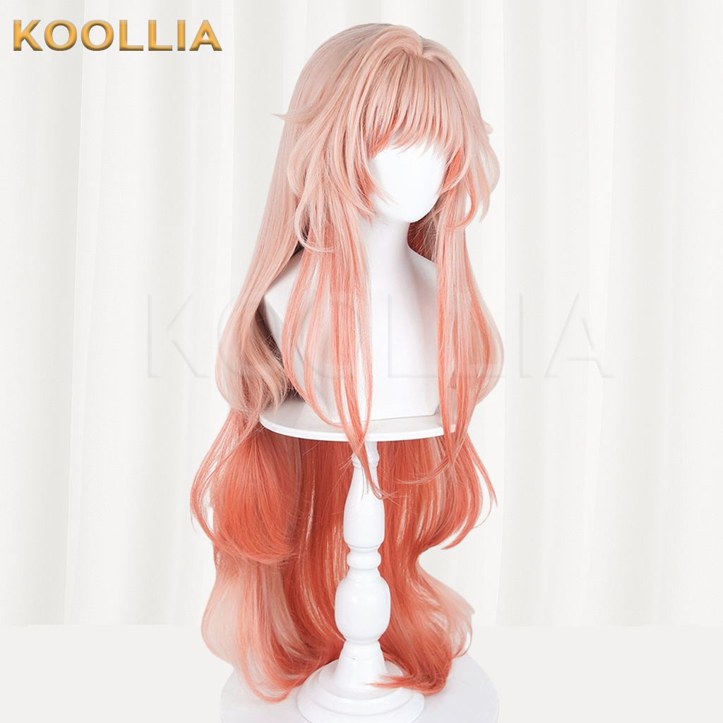 Arknights Haruka Pink Orange Gradient Long Wavy Basic Wig