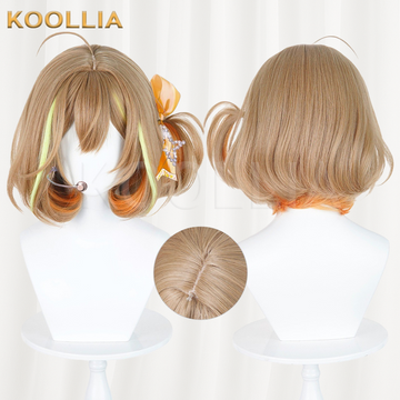 Goddess of Victory NIKKE Anis Light Brown With Green & Orange Ombre Basic Wig Multi-angle Display by koollia