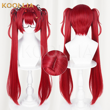 Honor of Kings Angela Solid Bright Red Basic Wig Multi-angle Display by koollia