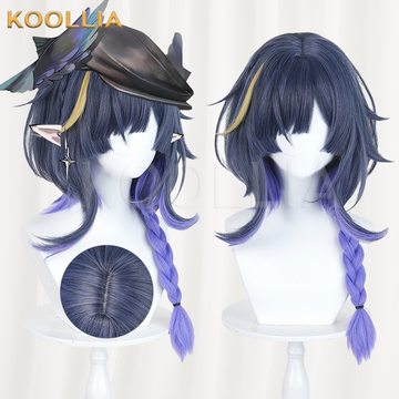 Arknights Uku Dark Blue Blonde & Purple Ombre Basic Wig Multi-angle Display by koollia