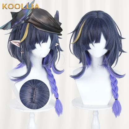Arknights Uku Dark Blue Blonde & Purple Ombre Basic Wig
