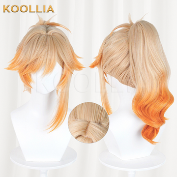 Multi-angle display of Honor of Kings Mayene light blonde & orange ombre basic wig